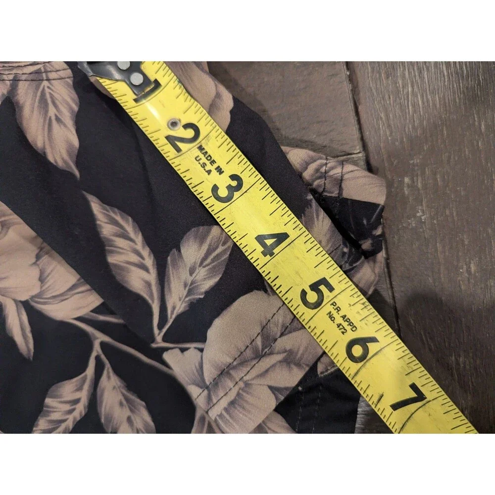Osklen Mens Floral Black And Tan Floral Drawstring Swim Athleisure Shorts Sz L